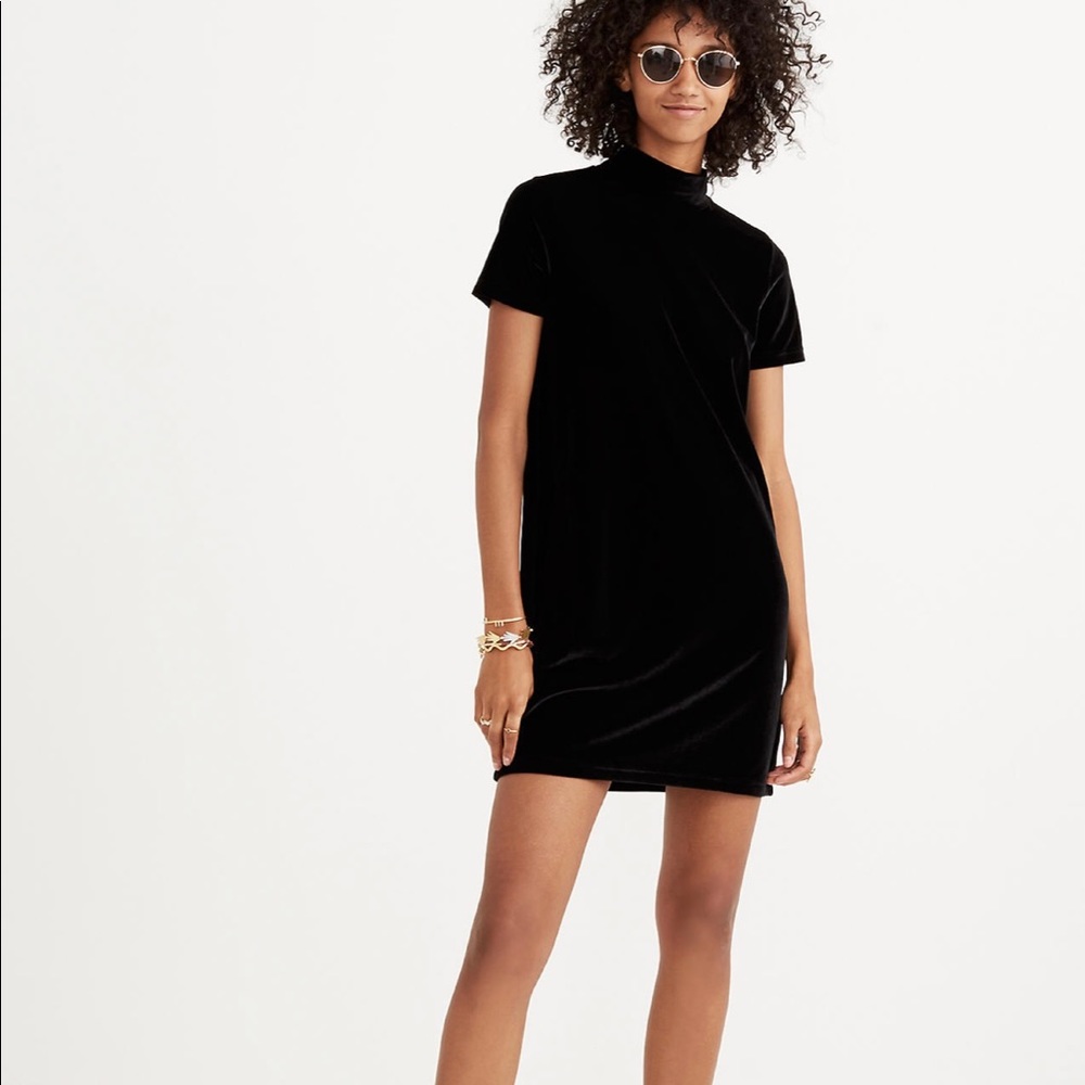 Madewell mock neck velvet dress